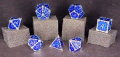 Fifteen4Two Ventures 7pc Solid Metal Dice Set Brilliant Blood Dagger Red w/Tin Case
